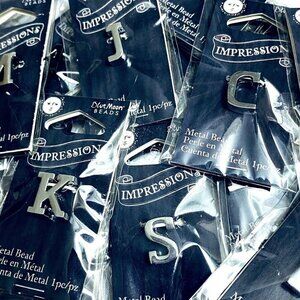 Jewelry Initial Beads Silvertone 17 Letters Set by Blue Moon Crafts Components N